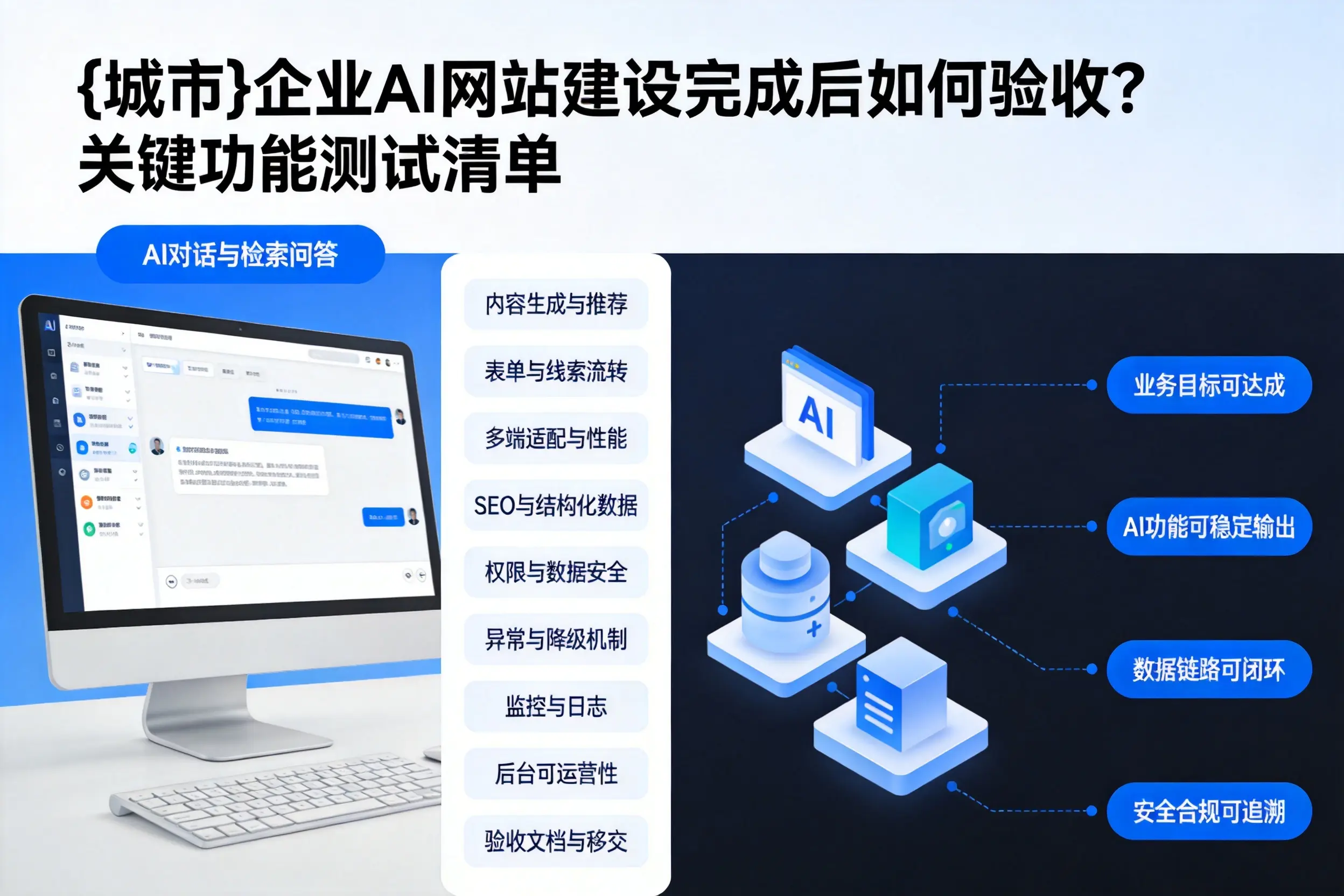 安庆企业AI网站建设完成后如何验收?关键功能测试清单