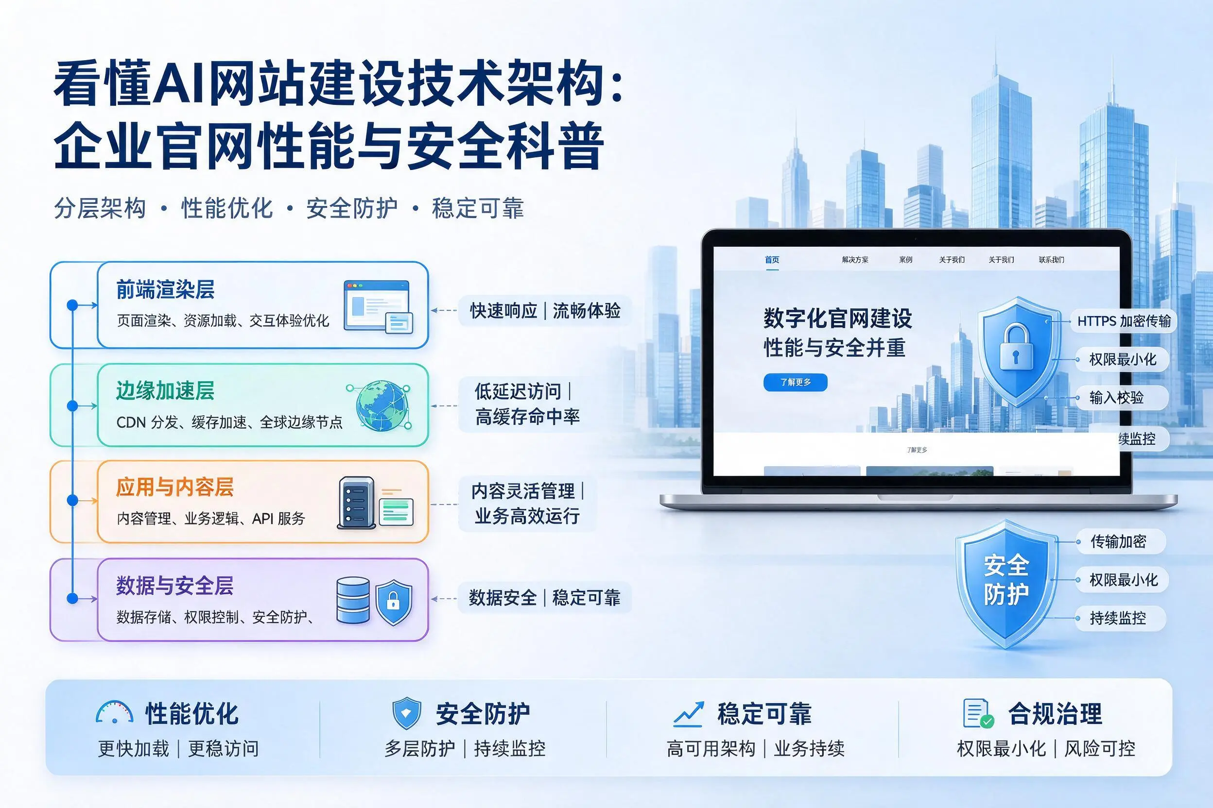 看懂AI网站建设技术架构：安庆企业官网性能与安全科普
